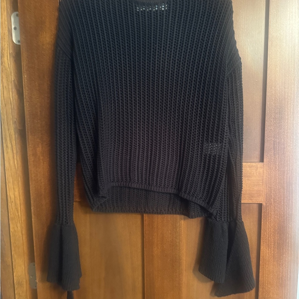 Lovers + Friends Black Knit Sweater with Draped Sleeves Gently Worn Size XS